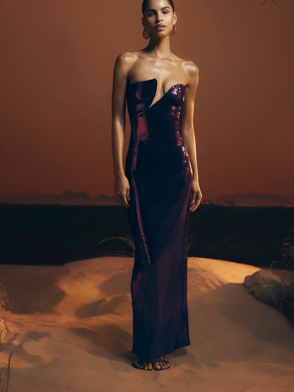 MESHKI Winston dress - deep plum